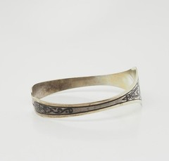 Vintage niello 875 silver floral ethnic traditional cuff bracelet Soviet Russia