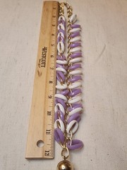 Lavendar & White Plastic Lucite Chain Link Necklace Mod Retro Tassel
