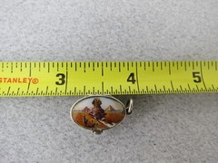 Antique Egyptian Revival Baby Moses Basket Charm with Baby 800 Silver Enamel