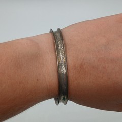 VTG 925 Mexico Cuff Bracelet 2.5in Sterling Silver 15g Channel Rugged Rustic