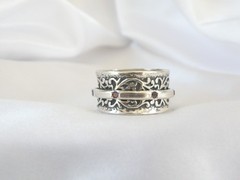 Vintage Sterling Silver 925 Natural Amethyst Spin Spinning Vine Ring 9.5