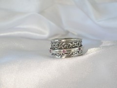 Vintage Sterling Silver 925 Natural Amethyst Spin Spinning Vine Ring 9.5