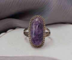 Vintage M.Lee Sterling Silver Purple Charoite Ring 5.50G / Sz 9
