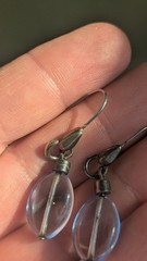 Vtg 925 Sterling Silver Sky Blue Teardrop Dangle Earrings