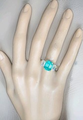 Vintage 14K Yellow Gold Engagement Ring 5.16CT. Blue Tourmaline Emerald Shape