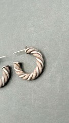 Vintage Sterlling Silver 925 Twisted Cable Mesh Chunky Wide Earrings 24.5mm 5mm