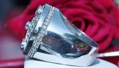 14k white gold ring 2.50ct natural diamond size 11.5 vintage handmade 27.0g Gab8