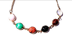 Vintage Gemstone Scarab Choker Necklace Gold Tone 14 1/4″ Long Very Good