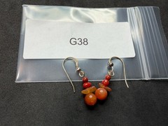 1.54g Vintage Sterling Silver 925 Dangle Earrings Red Orange Beaded Drop M