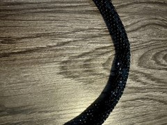 DL Auld Vintage Chainmail Mesh Snake Belt Necklace Black Gold Lariat Choker 42”