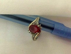 2Ct Oval Cut Art Deco Lab Created Garnet Engagement Ring 14K Yellow Gold Plated