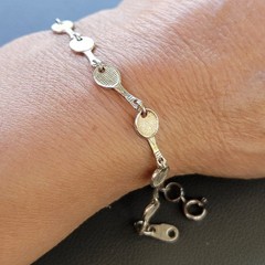 Sterling Silver 925 Tennis Racquet Chain Link Bracelet 7″ Sports