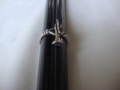 VINTAGE 1970-80s DETAIL 3D MUSIC HORN RING STERLING SILVER STAMPED 925 SZ 5
