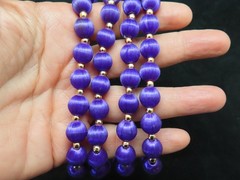 Vintage 1960’s Purple Silk w/Gold Bead Necklace 30″