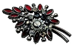 Juliana Brooch Earring Set Red Aurora Borealis Rhinestone Vintage D&E