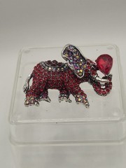 Red Rhinestone Elephant Brooch Unbranded