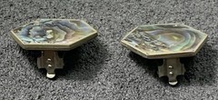 Alpaca Silver Hexagon Abalone Clip-on Earrings, Vintage! Unique! Unsigned!