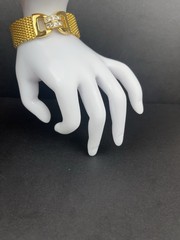 Vintage Kenneth Jay Lane (KJL) Gold Tone Mesh Bracelet – 7” – Boxed w/ COA