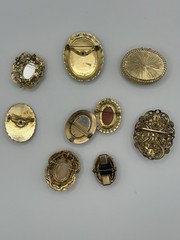9 Piece Vintage Cameo Lot. Trinket Box, Florenza Brooch/pendant, W Germany