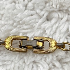 Vintage Bamboo Link Necklace Antiqued Textured Gold Tone 15.5″