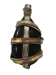 Vintage Brutalist Style Black Stone Caged Pendant Large Modernist Artisan…