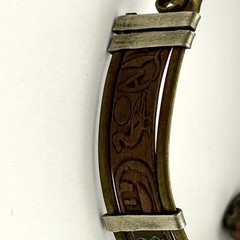 Leather Jasper Stone Bracelet Egyptian Revival Vintage Brass 6.75 in