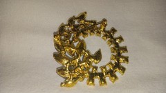 Gorgeous Gold Tone Blue Stone Floral Spray Brooch 2 Inches