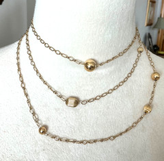 Versatile!!! Vintage!! LONG!! 48” 12k Gold Filled Ball Bead Station Necklace