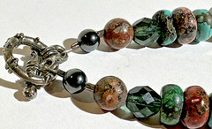 Lot (3) Green & Various Colors Stone Bead Necklaces