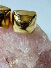 Vintage 1980’s ERWIN PEARL Chunky Gold Tone 3D PYRAMID Studs, Clip-On Backs