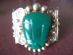 BEAUTIFUL UNIQUE VINTAGE MEXICAN SILVER BRACELET VERY ORNATE APPROX. 2 3/8″ WIDE