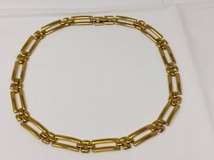 Vintage Gold Tone 10mm wide Flat Rectangle Link 16″ Choker Necklace