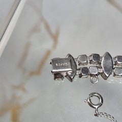 VINTAGE B. DAVID GREEN MARQUIS & ROUND RHINESTONE BRACELET 6.5″