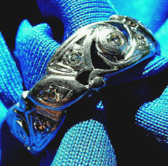 Original EARTH MINED DIAMOND Deco Band Vintage PLATINUM Eternity Anniversary 8