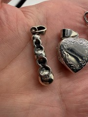 Lot Of 5 Vintage Sterling Pendants Plus Stones Heart Floral Locket