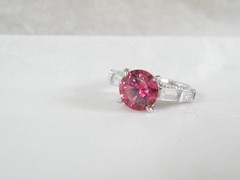 Vintage Sterling Silver 925 Simulated Pink Sapphire Unique Ring Size 7