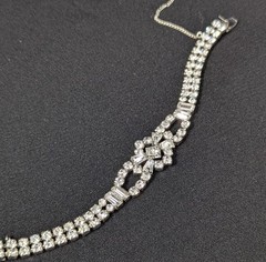 Brilliant Parco Rhinestone 50’s Bracelet Baguette Round Square Clear 7.25″