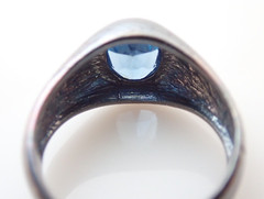 Vintage Hallmark Signed Blue Topaz Bezel Set Sterling Silver Band Ring Sz 9