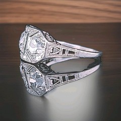 2.30ct. Platinum Vintage Filigree Engagement Ring Natural Old Euro Cut 1920’s