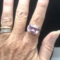 Vintage ESPO Sterling Silver Large Pink Cubic Zirconia Ring varied sizes