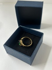 Vintage Green Cubic Zirconia Ring Gold Plated Womens Size 7.5