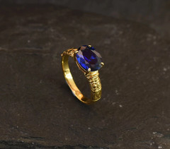 3.00Ct Oval Cut Lab-Created Sapphire Diamond Wedding Ring 14K Yellow Gold Finish