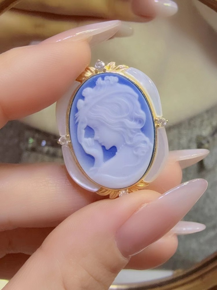 Antique style Cameo Pendant 925 Silver plated Vintage Necklace Estate Jewelry128
