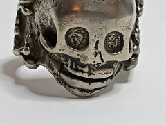 Vintage Skull Bones Ring Size 11.75 Biker Goth 70 80s Costume Bold Big Statement