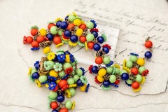 Vintage Miriam Haskell Glass Bead Bracelet Brooch Set Estate Jewelry