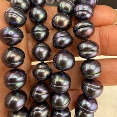 Vintage Honora Cultured Pearl Necklace Oil Slick Peacock 38″