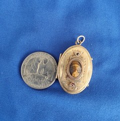 Original Antique 1800s Victorian Etruscan Revival Cameo Pendant 10k Gold Filled