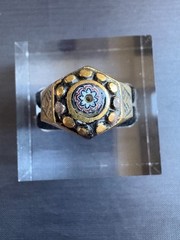 Vintage Handmade Tuareg Brass Ring Geometric Patterns & Rosette Motif Size 10 US