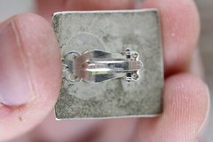VINTAGE STUDIO ARTISAN STERLING SILVER CLIP EARRINGS 925 HAMMERED EMBOSSED SQUAR