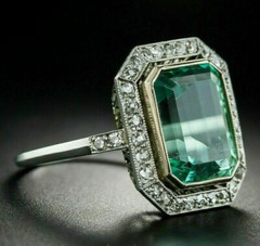 5Ct Art Deco Style Lab Created Emerald Engagement Wedding 14K White Gold FN Ring